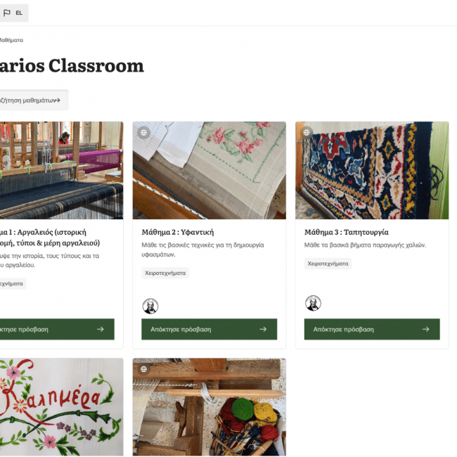 Διαδυκτιακά μαθήματα εσωτερική σελίδα